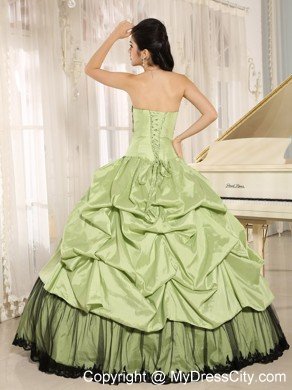 Yellow Green and Black Quinceanera Dress with Appliques