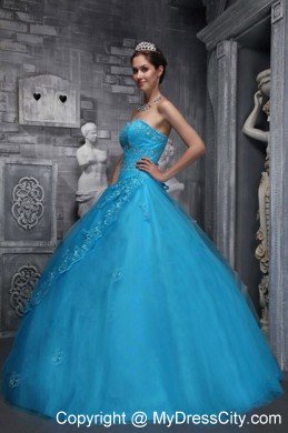 Baby Blue Sweetheart Taffeta and Tulle Quinceanera Dress