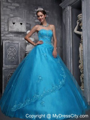 Baby Blue Sweetheart Taffeta and Tulle Quinceanera Dress