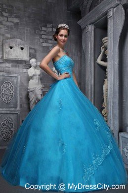 Baby Blue Sweetheart Taffeta and Tulle Quinceanera Dress