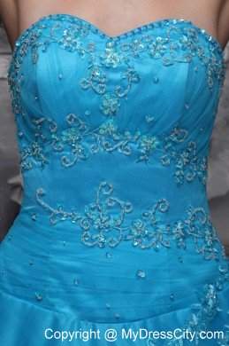 Baby Blue Sweetheart Taffeta and Tulle Quinceanera Dress