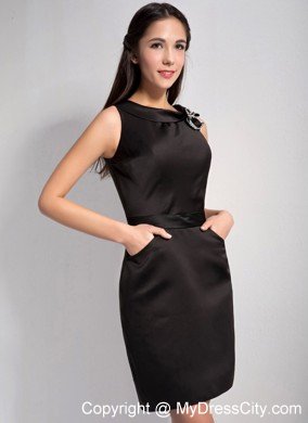 Sheathy Mini-length Bateau Little Black Dress with Pockets