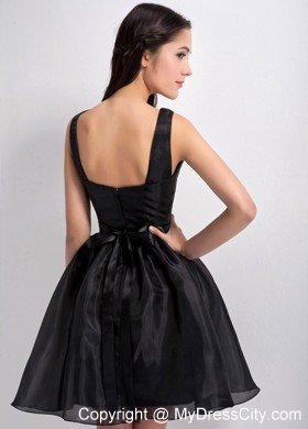 Mini-length A-line Bateau Little Black Dress with Flowers