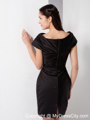 Mini-length Asymmetrical Neckline Sheathy Little Black Party Dress