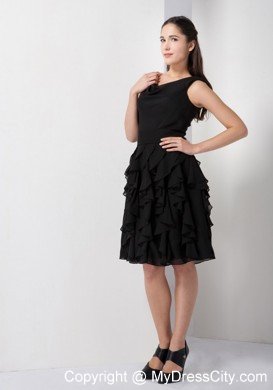 Short V-neck A-line Little Black Dresses with Ruffled Layers