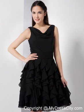 Short V-neck A-line Little Black Dresses with Ruffled Layers