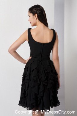 Short V-neck A-line Little Black Dresses with Ruffled Layers