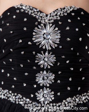 Beading and Rhinestones Sweetheart Short Black Party Dress