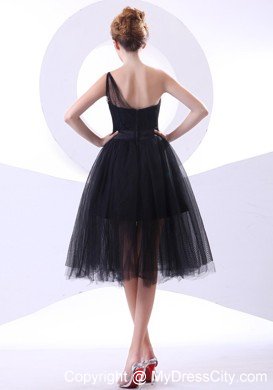 One Shoulder Knee-length Little Black Dresses Sleeveless