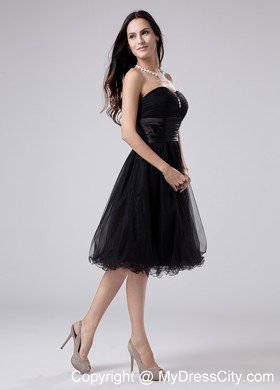 Ruched Sweetheart Little Black Dress With Beading and Sash