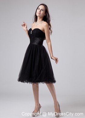 Ruched Sweetheart Little Black Dress With Beading and Sash