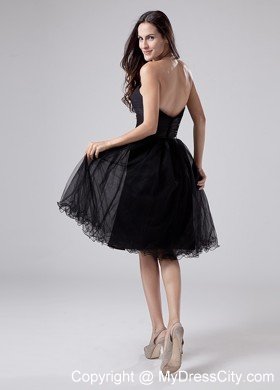 Ruched Sweetheart Little Black Dress With Beading and Sash