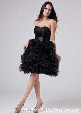 Sweetheart A-Line Little Black Cocktail Dress with Ruffled Layers