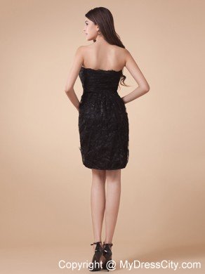 Simple Lace Mini Sweetheart Black Party Dress with Big Bow