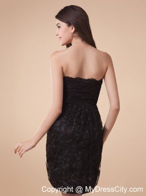 Simple Lace Mini Sweetheart Black Party Dress with Big Bow