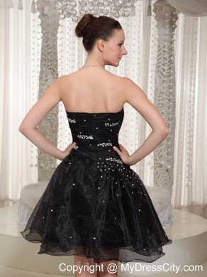 Fitted A-line Mini-length Beading Strapless Lil Black Dress