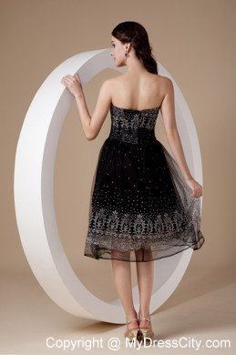 Short Strapless Empire Embroidery Little Black Dresses Beaded