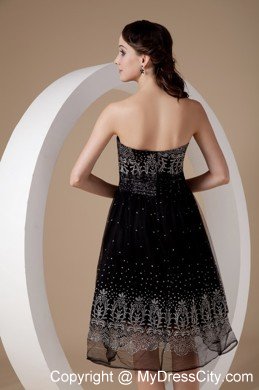 Short Strapless Empire Embroidery Little Black Dresses Beaded