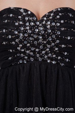 Princess Sweetheart Beading Black Party Dress Mini-length