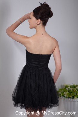 Princess Sweetheart Beading Black Party Dress Mini-length