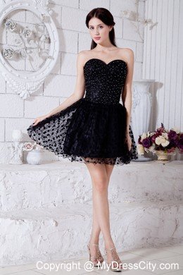 Short Polka Dot Sweetheart Black Party Dress for Nightclub