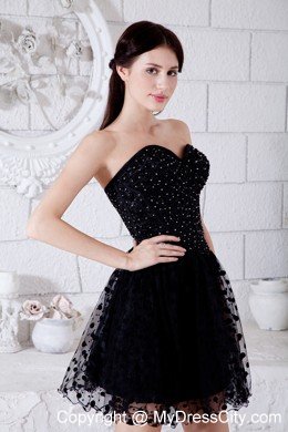 Short Polka Dot Sweetheart Black Party Dress for Nightclub