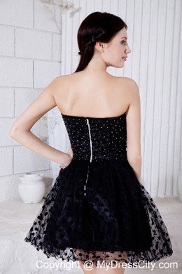 Short Polka Dot Sweetheart Black Party Dress for Nightclub