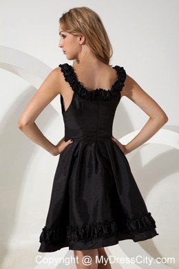 Romantic Mini-length Scoop A-line Black Party Dress Zipper Up