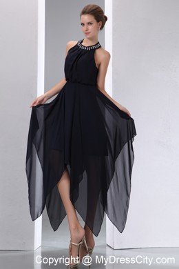 Halter Asymmetrical Beading Little Black Dresses Juniors