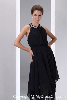 Halter Asymmetrical Beading Little Black Dresses Juniors