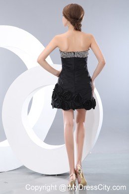 Beaded Sweetheart Mini-length Flowery Black Evening Dresses