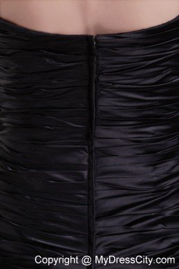 Fashionable Short Column Strapless Lil Black Dress Zipper-up