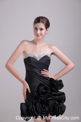 Sweetheart Flowery Beaded Black Party Dress Wholesale Price