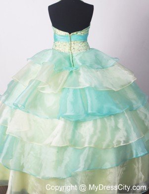 Yellow Green Beaded Little Girl Pageant Dresses Hand Made Flower