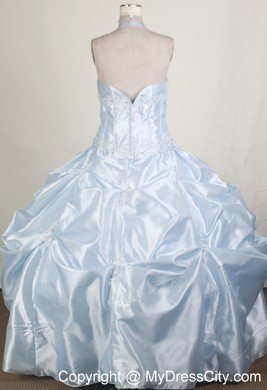 Light Blue Halter Little Girl Pageant Dress in Ball Gown Design