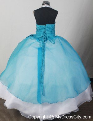 Teal and White Beaded Halter Beauty Pageants Dresses under 200