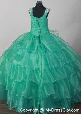 Turquoise Sweetheart Little Girl Pageant Dress Appliques Ruched