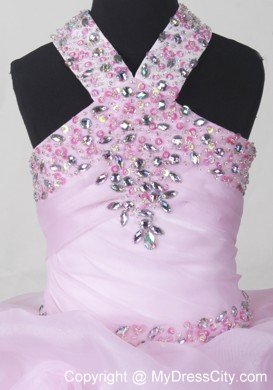 Baby Pink Beading and Pick-ups Little Girl Dresses For Pageant