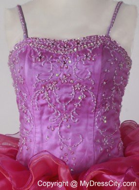Spaghetti Straps Beauty Pageants Dresses with Beading Ruffles