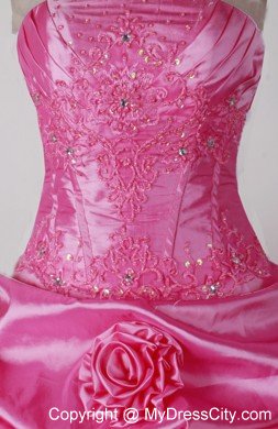 Beading Flowers Strapless Cheap Pageant Dresses for Juniors