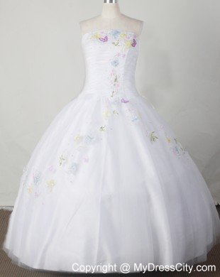 Colorful Embroidery Bodice Romantic Glitz Pageant Dress