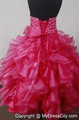 Beading Bowknot Ruffles Little Girl Pageant Dress with Halter