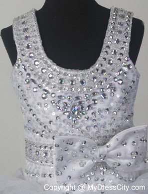 Beading and Sequin Little Girl Pageant Dress Embellshed Bowknot