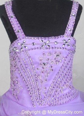 Beaded Appliques Little Gril Pageant Dress Ball Gown Straps 