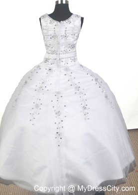 Beading Ball Gown Scoop with Straps Little Gril Pageant Dress