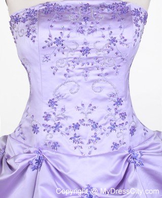 Embroidery Strapless Little Gril Pageant Dress With Pick-ups