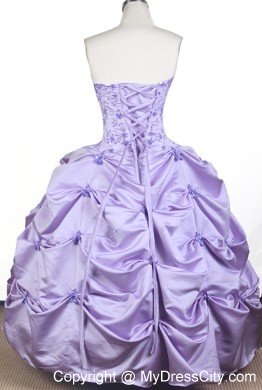 Embroidery Strapless Little Gril Pageant Dress With Pick-ups