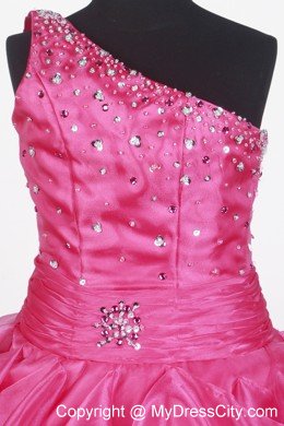 Ruffles Gril Pageant Dress with Single Straps for Competition