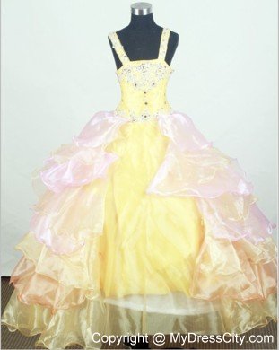 Appliques Little Girl Pageant Dresses With Ruffled Layers