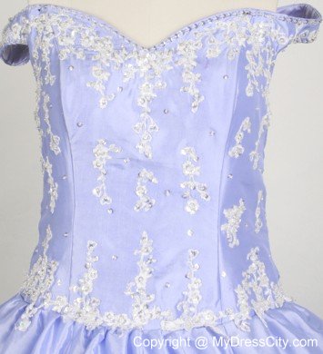 Off The Shoulder Appliques Little Girl Pageant Dresses in Lilac